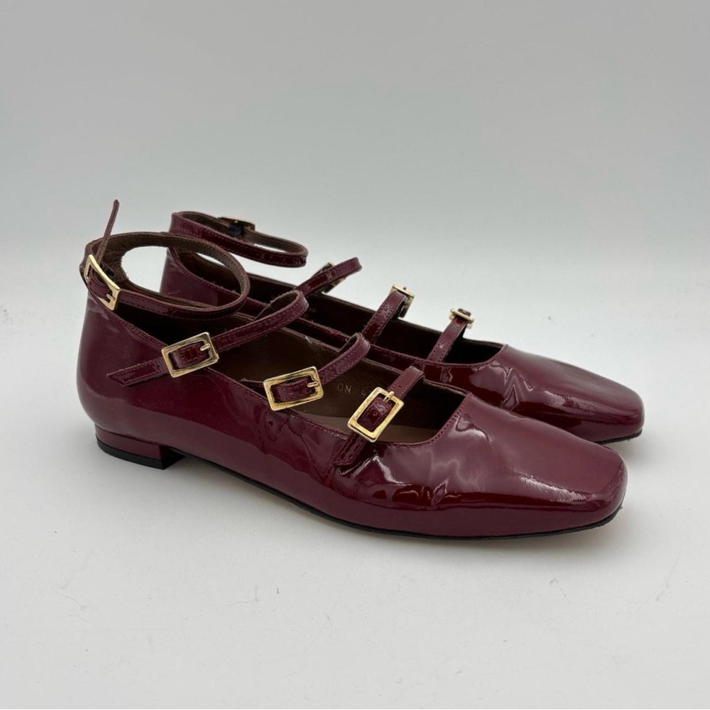 ALOHAS Burgundy Double Strap Flats
